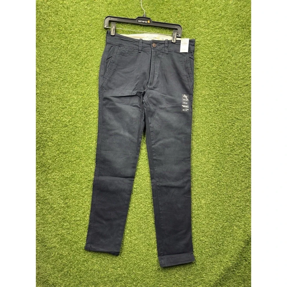 Abercrombie & Fitch Chino Pants Mens 30x32 Navy Blue Super Skinny Stretch NWT